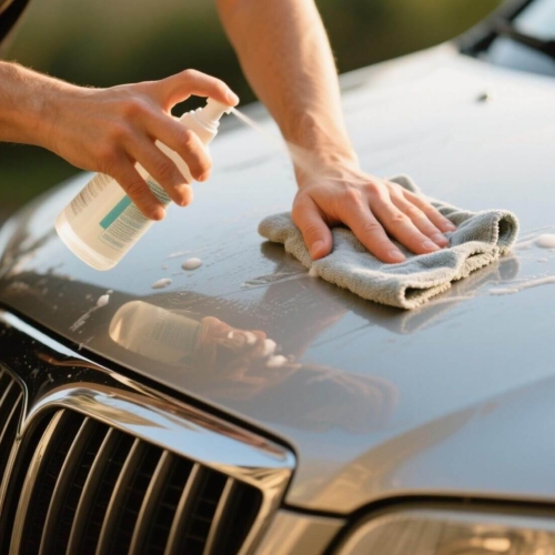 dreamina-2025-07-26-9191-Hands cleaning a car hood with a spray b...